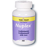 Thompson Nutritional Nuplex Multiple Vitamins with Iron 180 tabs, Thompson Nutritional Products