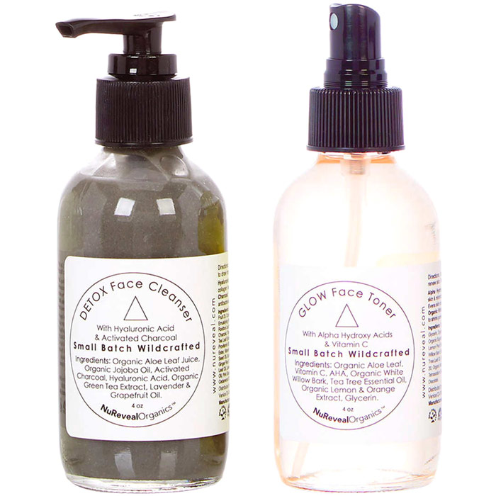 NuReveal Organics Detox Face Cleanser & Glow Face Toner, 4 oz + 4 oz