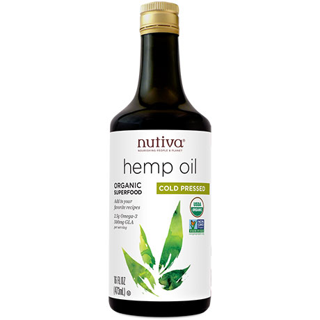 Nutiva Hempseed Oil, Organic Hemp Oil Liquid (Glass Bottle), 16 oz