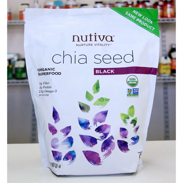 Nutiva Organic Black Chia Seed, Raw & Unrefined, 2 lb (907 g)