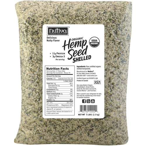 Nutiva Organic Shelled Hempseed Bulk (Hemp Seed), 5 lb