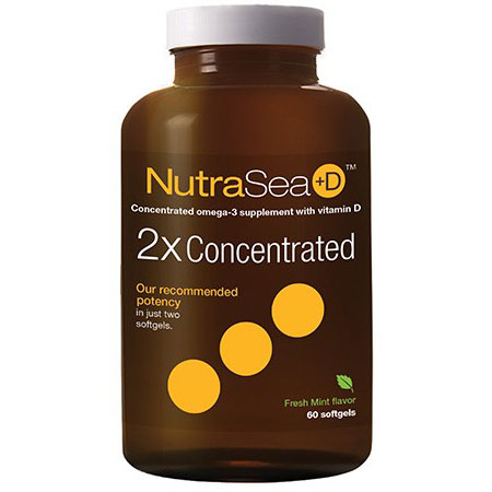 NutraSea +D, 2X Concentrated Omega-3 Plus D3, Fresh Mint, 60 Softgels, Ascenta