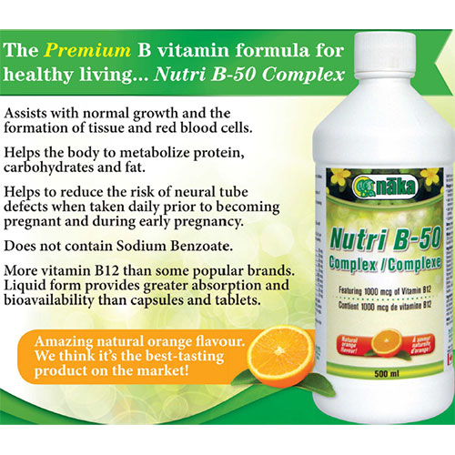 Nutri B-50 Complex Liquid, 500 ml, Naka Herbs & Vitamins Ltd