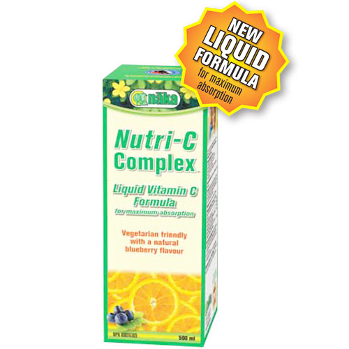 Nutri-C Complex, Liquid Vitamin C Formula, Natural Blueberry, 500 ml, Naka Herbs & Vitamins Ltd