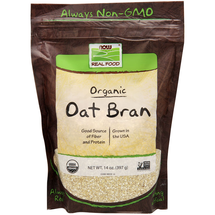 Organic Oat Bran, 14 oz, NOW Foods