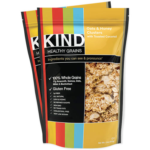 Oats & Honey Clusters with Toasted Coconut, 11 oz x 6 Pouches, KIND Healthy Grains