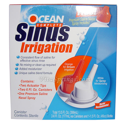 Ocean Complete Sinus Irrigation, 13.5 oz Total, 2 Canisters (6 oz Each) and 1 Nasal Spray