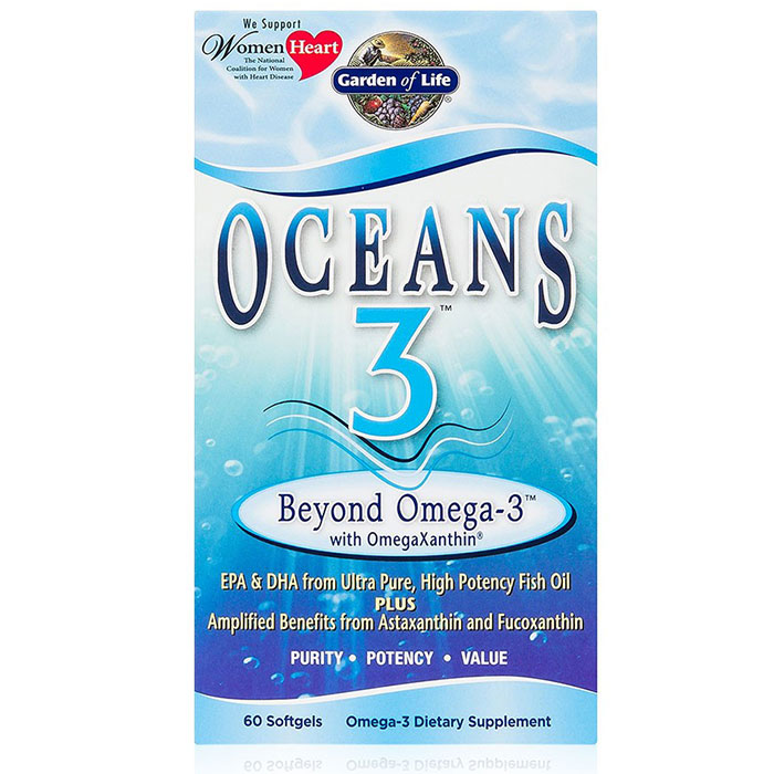 Oceans 3, Beyond Omega-3 with OmegaXanthin Fish Oil, 60 Softgels, Garden of Life