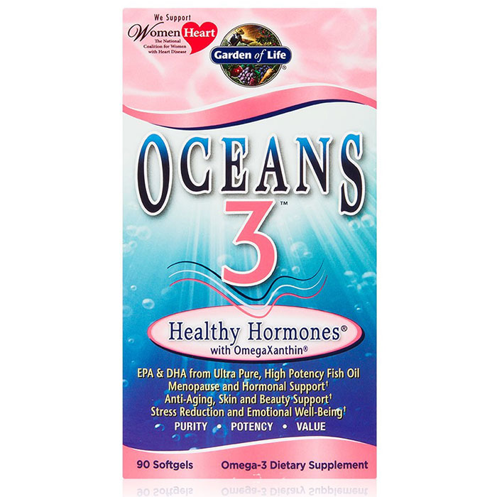 Garden of Life Oceans 3, Healthy Hormones with OmegaXanthin, 90 Softgels, Garden of Life