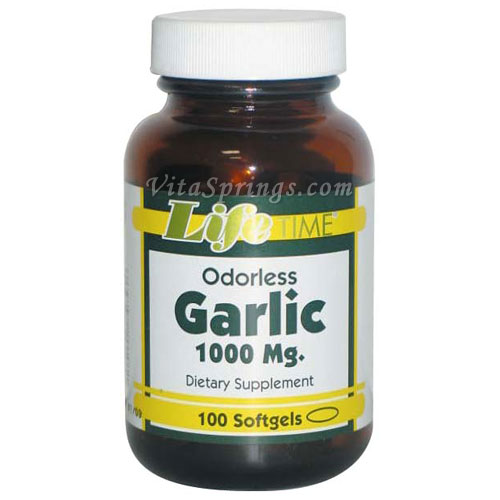 Odorless Garlic 1000 mg, 100 Softgels, LifeTime