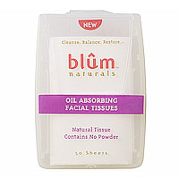 Oil Absorbing Facial Tissues, 50 Wipes, Blum Naturals