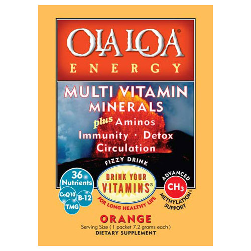 Ola Loa Energy Drink Mix Orange, Multi Vitamin Minerals Plus, 30 Packs Powder