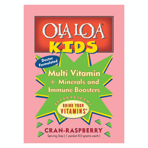 Ola Loa Kids Multi Vitamin Drink Mix All Natural, Cran-Raspberry, 30 Packs Powder