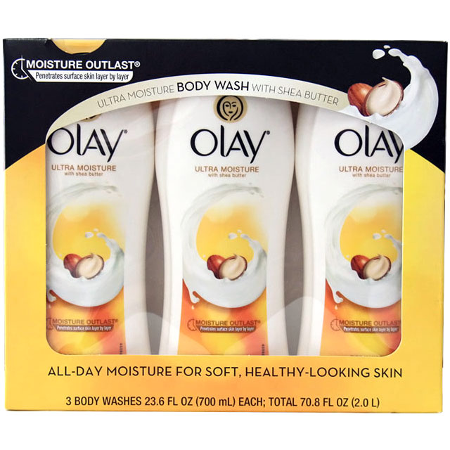 Olay Body Wash Ultra Moisture with Shea Butter, 23.6 oz (700 ml) x 3 Pack