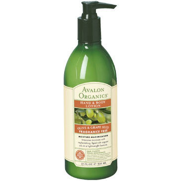 Avalon Organic Botanicals Olive & Grape Seed Hand and Body Lotion, Fragrance Free, 12 oz, Avalon Organics