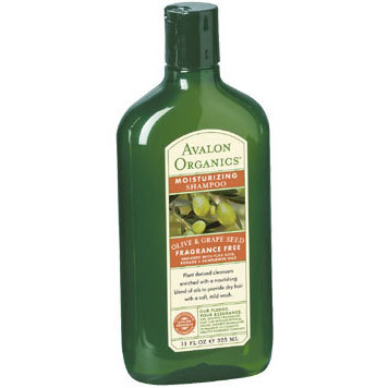 Avalon Organic Botanicals Olive & Grape Seed Moisturizing Shampoo, Fragrance Free, 11 oz, Avalon Organics