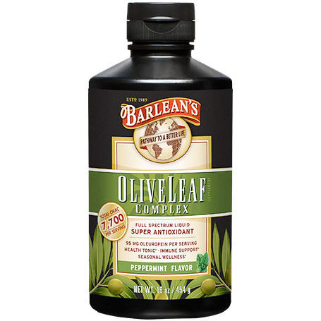 Olive Leaf Complex Liquid, Peppermint Flavor, 16 oz, Barleans Organic Oils (Super ORAC Antioxidant)