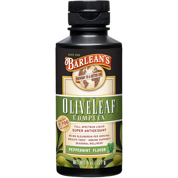 Olive Leaf Complex Liquid, Peppermint Flavor, 8 oz, Barleans Organic Oils