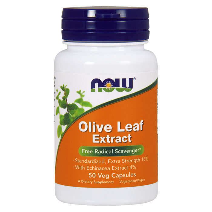 Olive Leaf Extract, Standardized 18% Oleuropein, 50 Vegetarian Capsules, NOW Foods