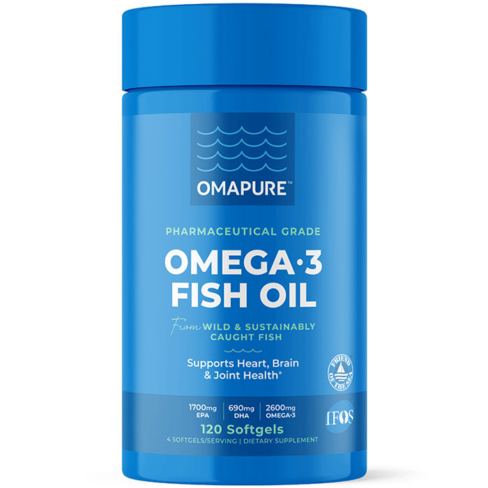 OMAPURE Omega-3, Ultra Pure Fish Oil, 120 Softgels