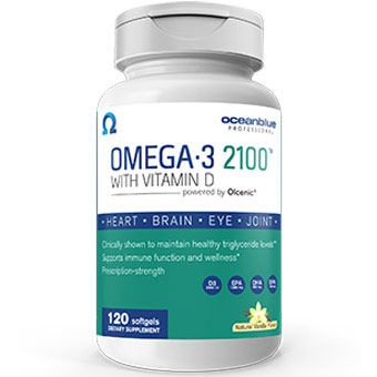 Omega-3 2100 with Vitamin D3, Value Size, 120 Softgels, Ocean Blue