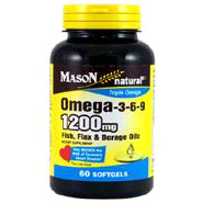Omega 3-6-9 1200 mg (Fish, Flax & Borage Oils), 60 Softgels, Mason Natural