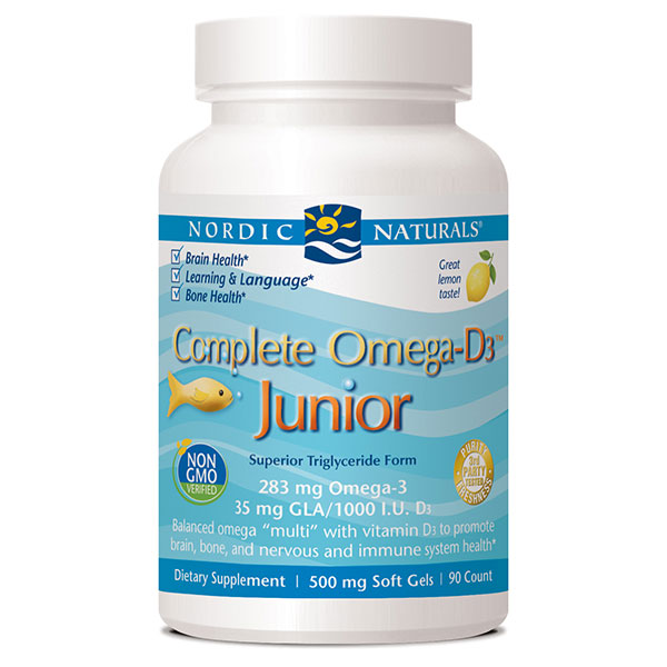 Nordic Naturals Omega 3-6-9-D Junior, Chewable Lemon, 90 Softgels, Nordic Naturals