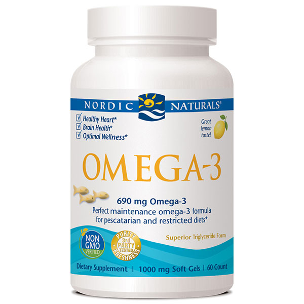 Omega-3 in Fish Gelatin Soft Gels, Lemon Flavored, 60 Fish Gels, Nordic Naturals