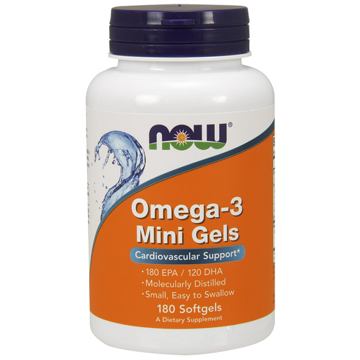 NOW Foods Omega-3 Mini Gels 180 EPA/120 DHA, 180 Softgels, NOW Foods