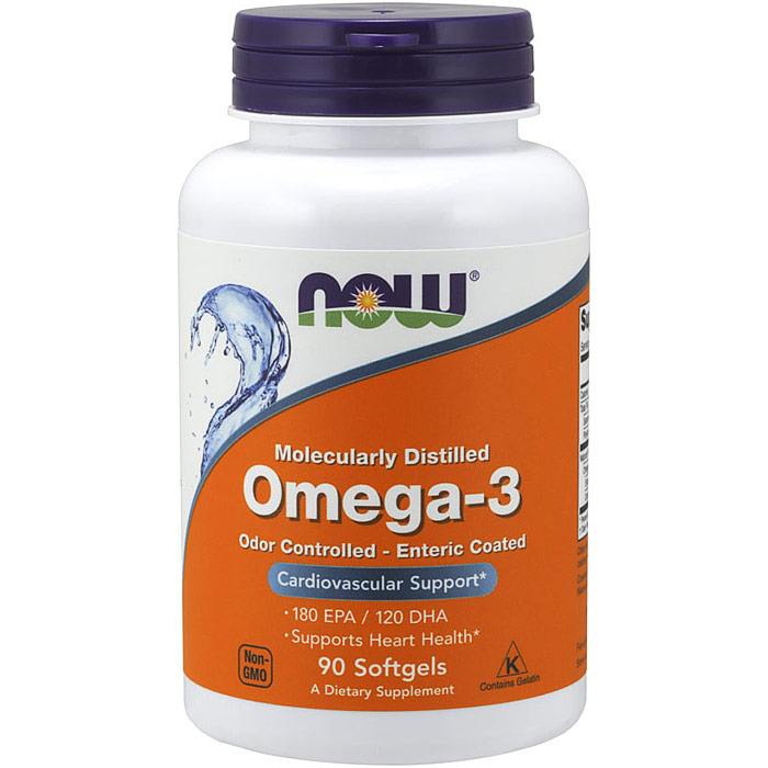 Omega-3 Moleculary Distilled, 90 Softgels, NOW Foods