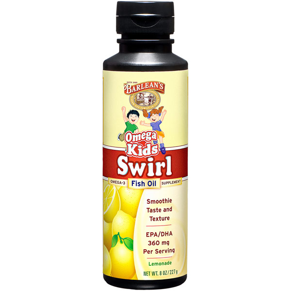 unknown Omega Kids Swirl Fish Oil Liquid Supplement, Lemonade, 8 oz, Barlean's Organic Oils