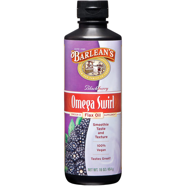 Omega Swirl Flax Oil Liquid Supplement, Blackberry, 16 oz, Barleans Organic Oils