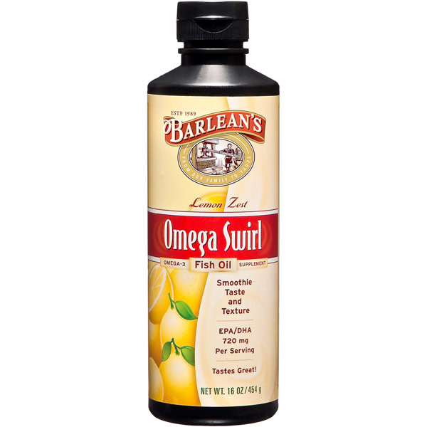 Omega Swirl Fish Oil Liquid Supplement, Lemon Zest, 16 oz, Barleans Organic Oils