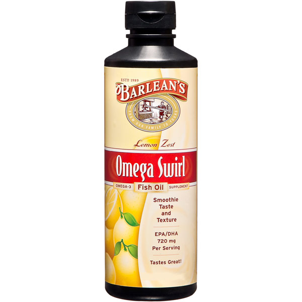 Omega Swirl Fish Oil Liquid Supplement, Lemon Zest, 8 oz, Barleans Organic Oils