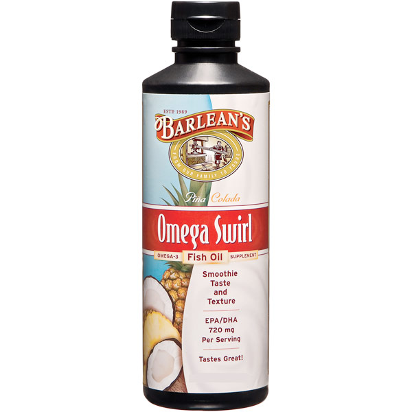 Omega Swirl Fish Oil Liquid Supplement, Pina Colada, 8 oz, Barleans Organic Oils