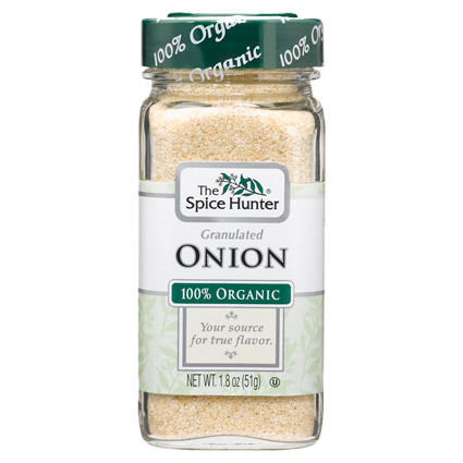 Onion, Granulated, 100% Organic, 1.8 oz x 6 Bottles, Spice Hunter