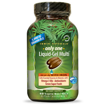 Only One, Liquid-Gel Multi WITH Iron, 60 Liquid Softgels, Irwin Naturals