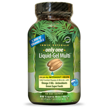 Only One, Liquid-Gel Multi WITHOUT Iron, 60 Liquid Softgels, Irwin Naturals