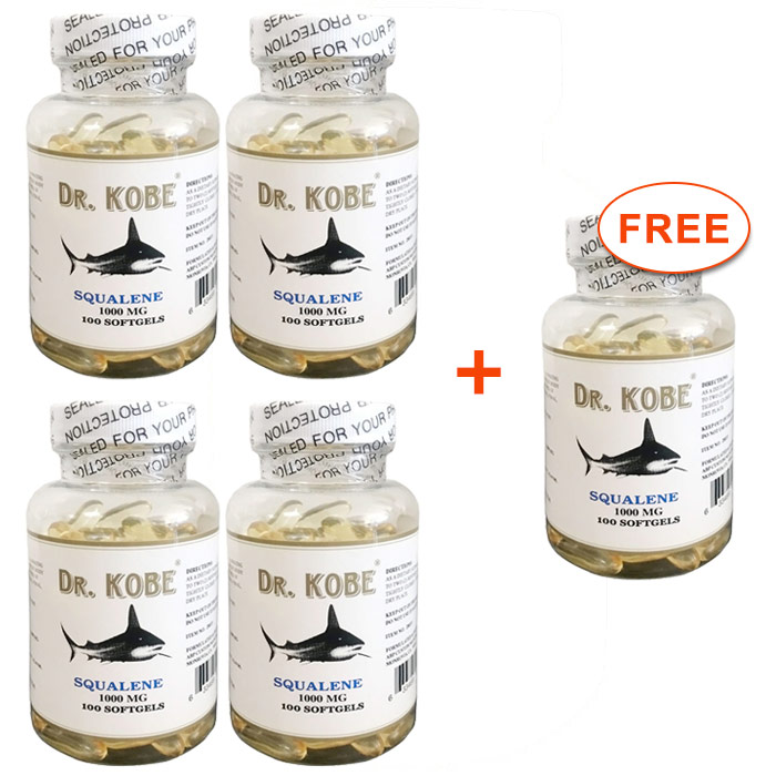 Buy 4 Get 1 FREE! Squalene 1000 mg, from Deep Sea Shark Liver Oil, 100 Softgels, Dr. Kobe