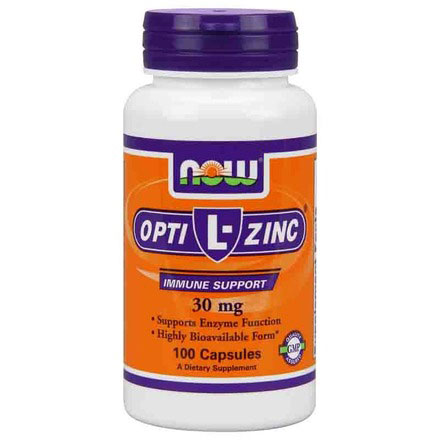 NOW Foods Opti L-Zinc 30 mg + Copper, 100 Capsules, NOW Foods