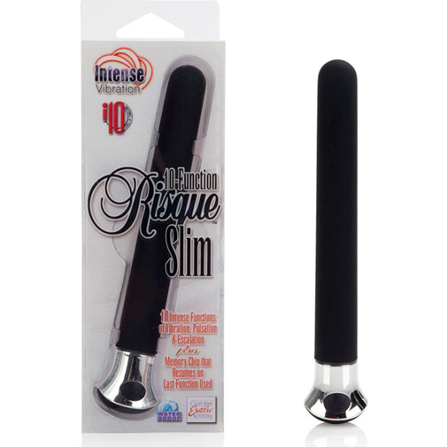 10-Function Risque Slim, Sleek Vibrator - Black, California Exotic Novelties