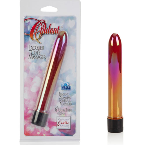 Opulent Ultra-Thin 6 Inch Vibe with Gloss Sheen - Ruby Luster, California Exotic Novelties