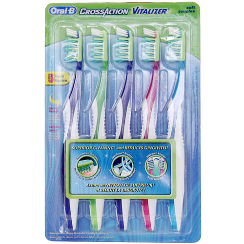 Oral-B CrossAction Vitalizer Toothbrush, Regular/Soft, 5 pc