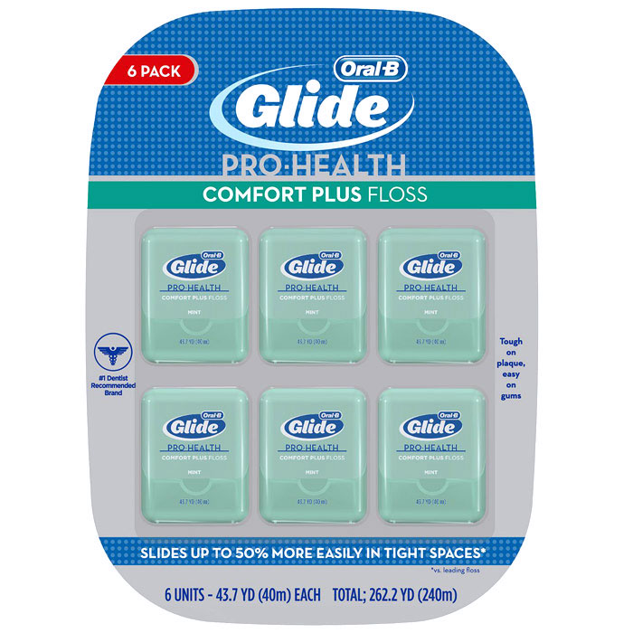 Oral-B Glide Pro-Health Comfort Plus Dental Floss, Mint, 43.7 yd x 6 pc