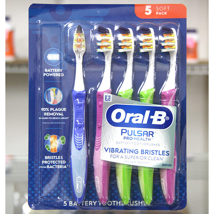 Oral-B Pulsar 3D White Toothbrush, Battery Powered, 5 Pack