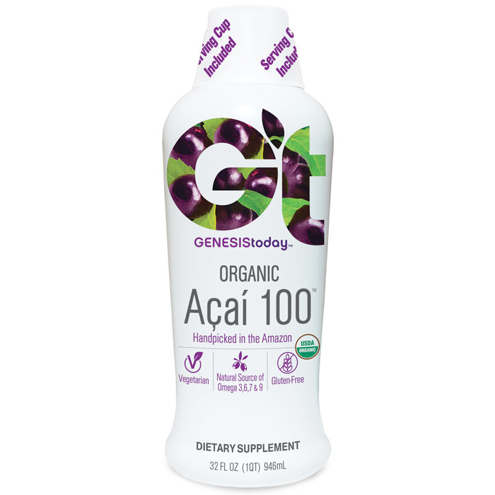 Acai 100, Organic Acai Juice Liquid, 32 oz, Genesis Today