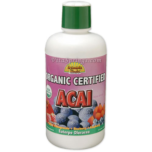Organic Certified Acai Juice Blend, 33.8 oz, Dynamic Health Labs