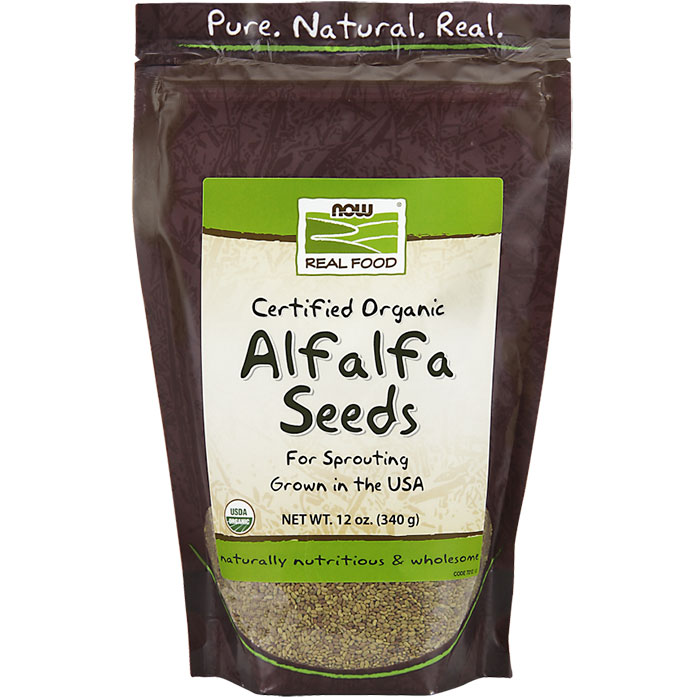 Organic Alfalfa Seeds, For Sprouting, 12 oz, NOW Foods