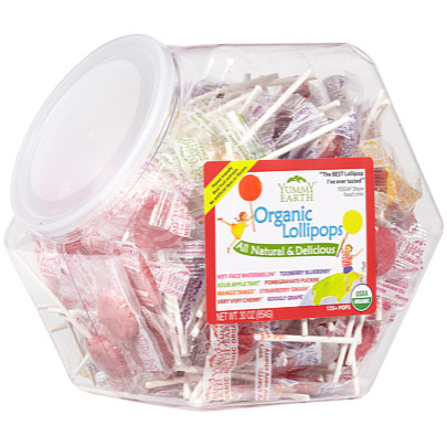 YummyEarth Organic Assorted Lollipops, Counter Bin, 30 oz (150 Lollipops), YumEarth