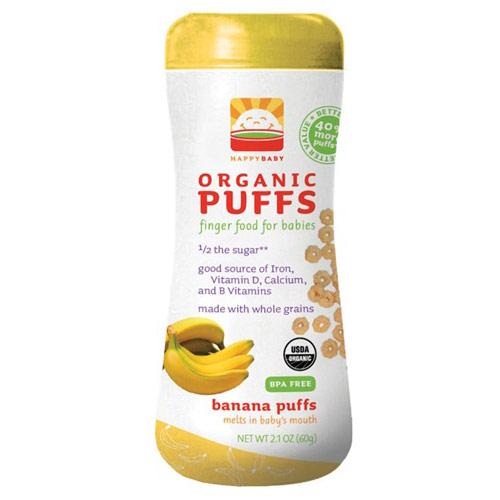 Organic Banana Puffs, 2.1 oz x 6 Cans, HappyBaby (Happy Baby) Snacks